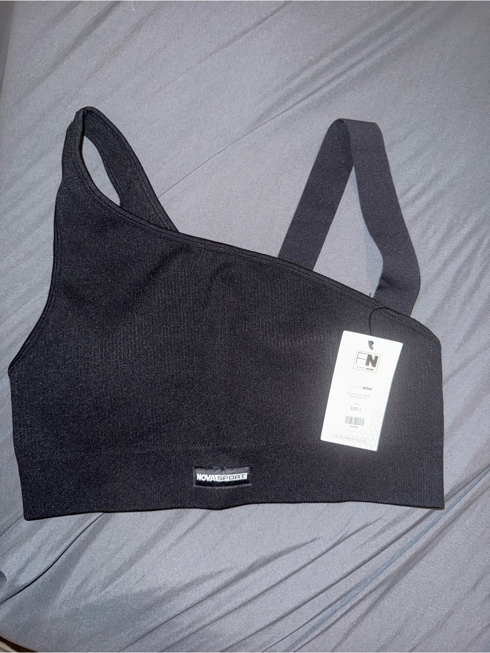 Fashion Nova One-Shoulder Black Sports Bra